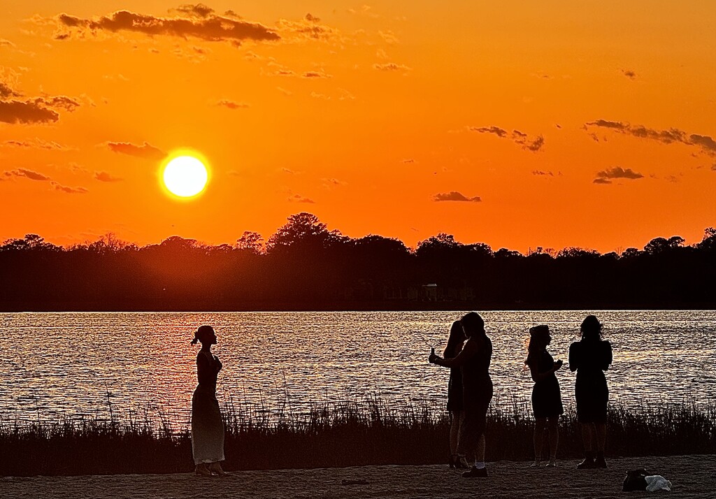 Friends gathering at the park at sunset by congaree