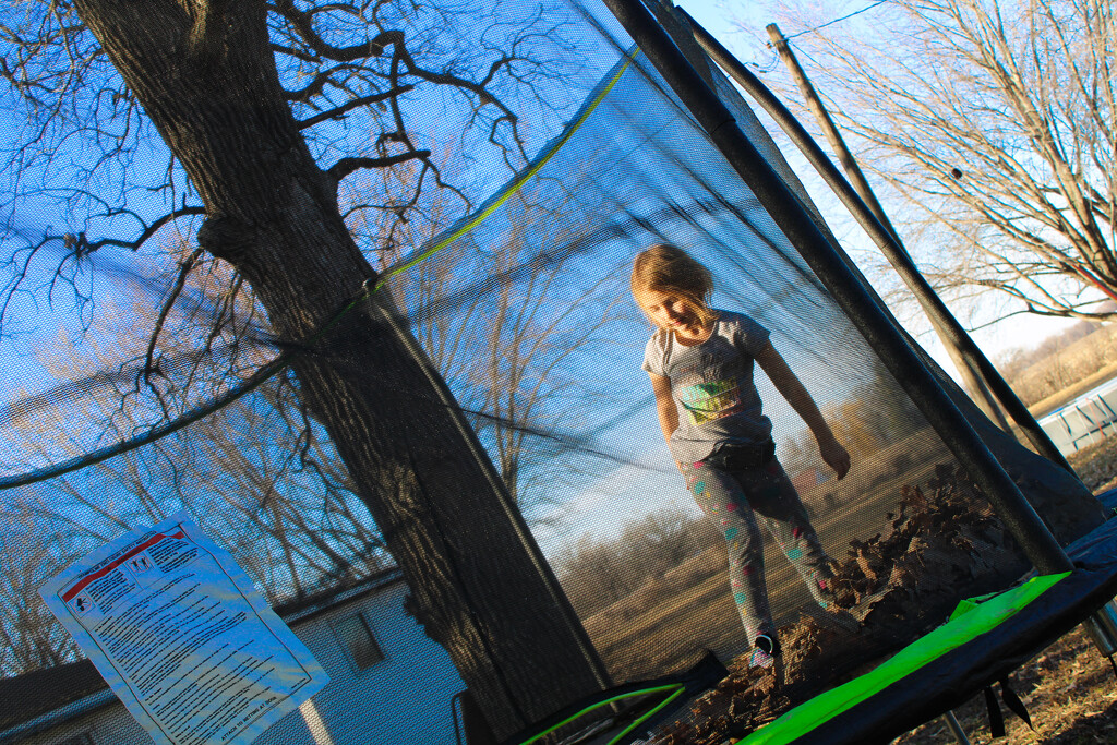 Teagan jumping on the trampoline  by paigers