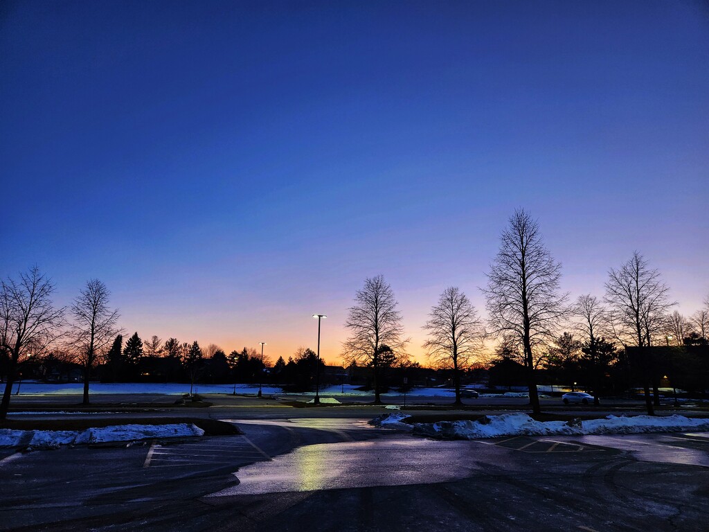 Parking lot at twilight by ljmanning