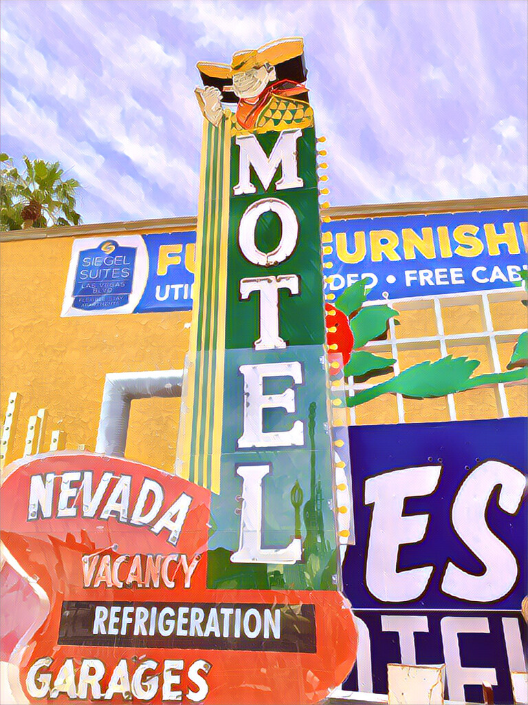 The iconic Nevada Motel neon sign  by louannwarren