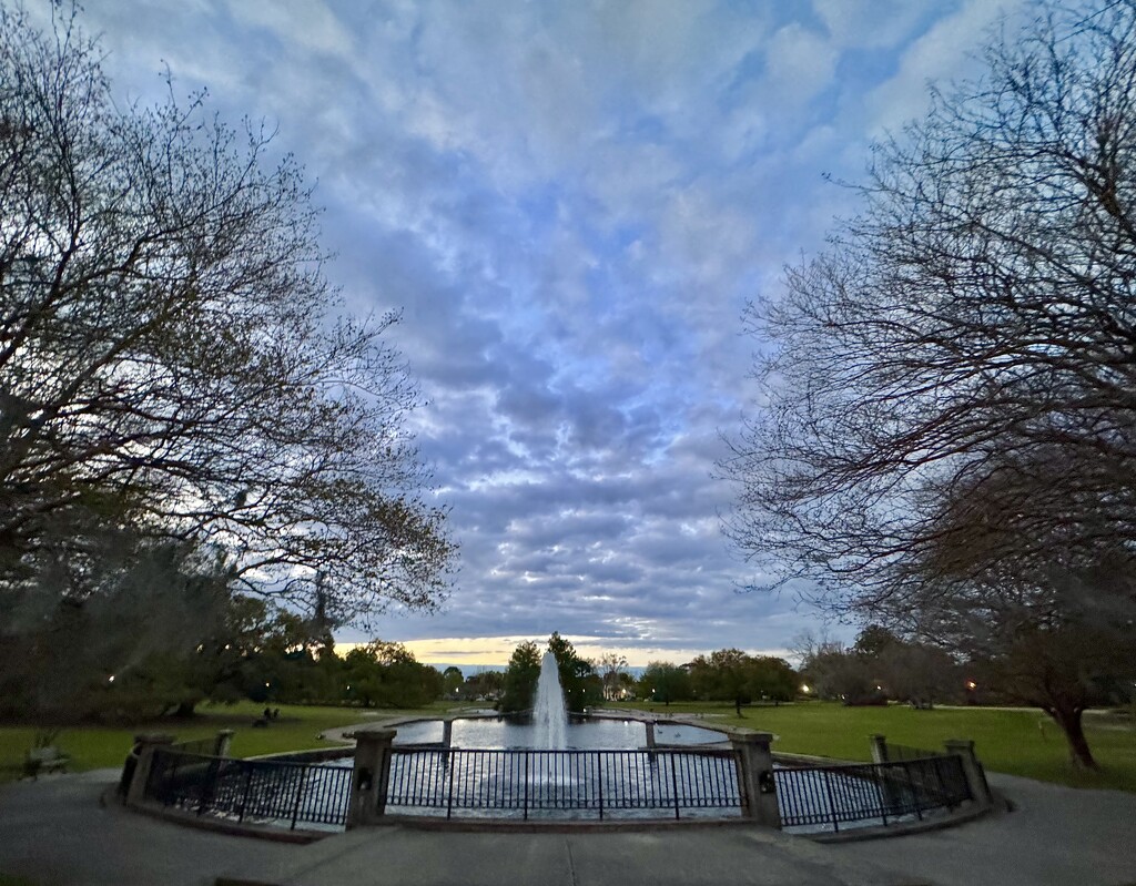 The fountain at Hampton Park at sunset by congaree