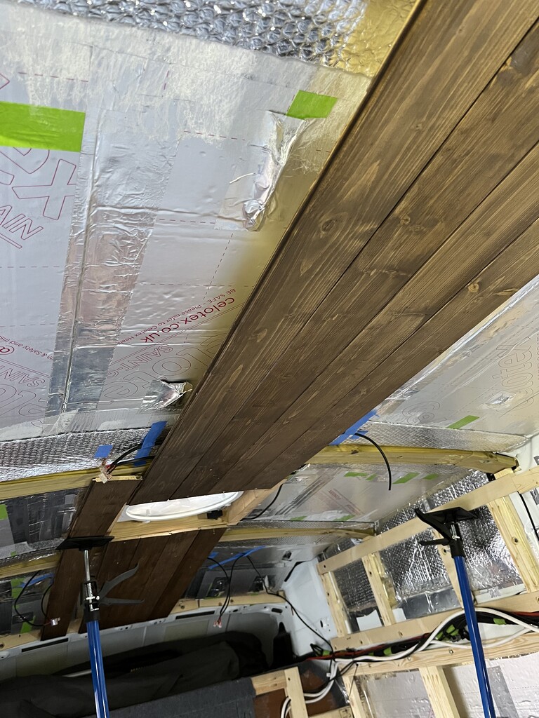 A start has been made on the ceiling cladding by helenawall