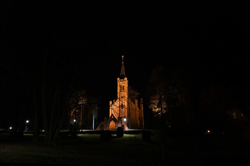 Church at night by vaidasguogis