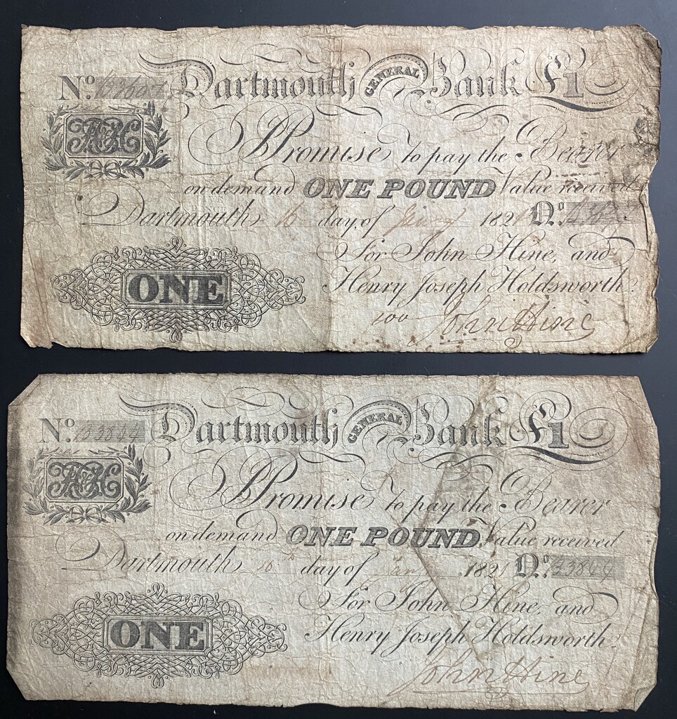 Two one pound notes from 1821.  by johnfalconer