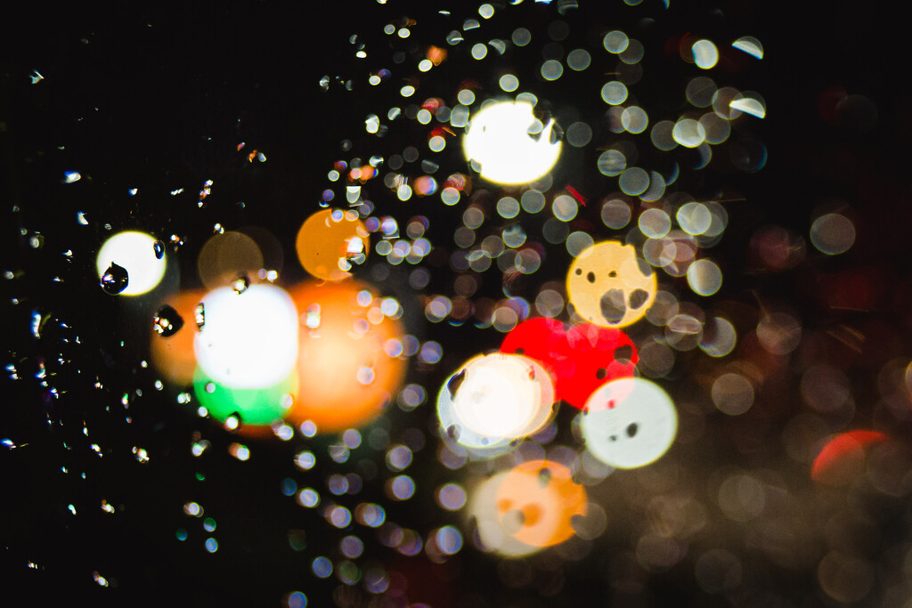 Bokeh on the Street, Rain Drops on the Window by tina_mac