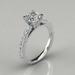 "Shared Prong Cushion Cut Moissanite Engagement Ring " by forevermoissanite