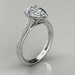 Knife Edge Cushion Cut Solitaire Moissanite Engagement Ring