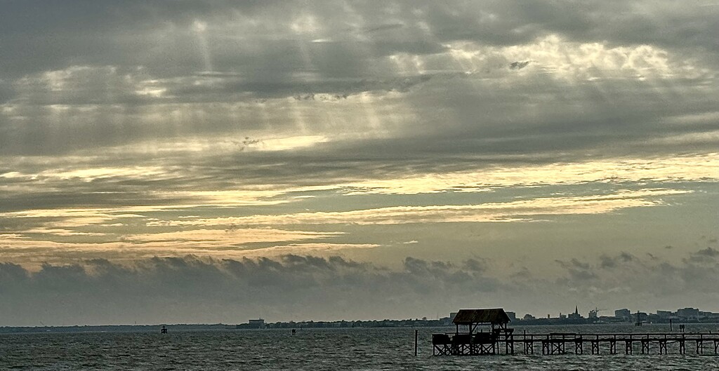 Sun-rays over Charleston Harbor by congaree