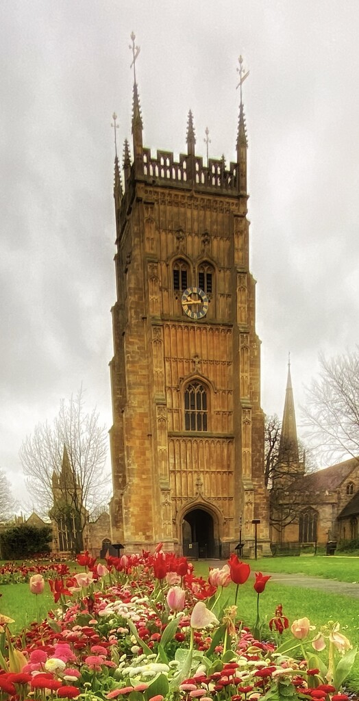 Evesham Abbey in April Showers by cmf