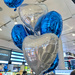 White and blue heart balloons. 