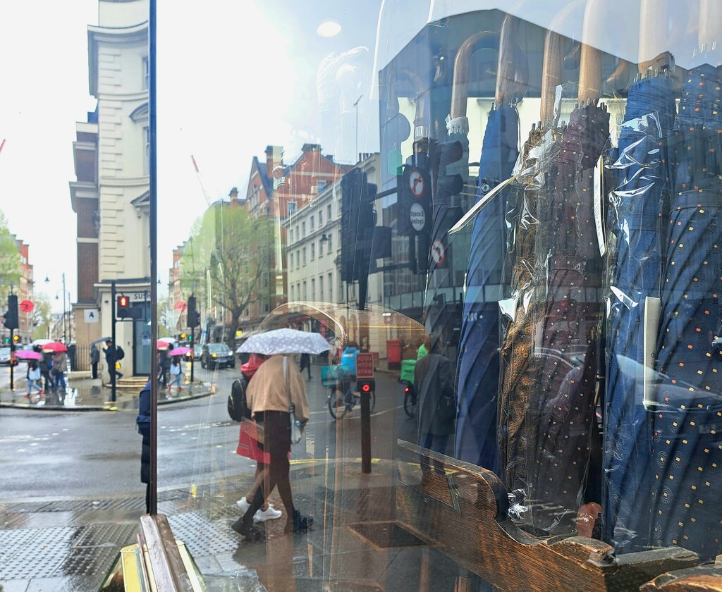 Umbrella shop in the rain by jokristina