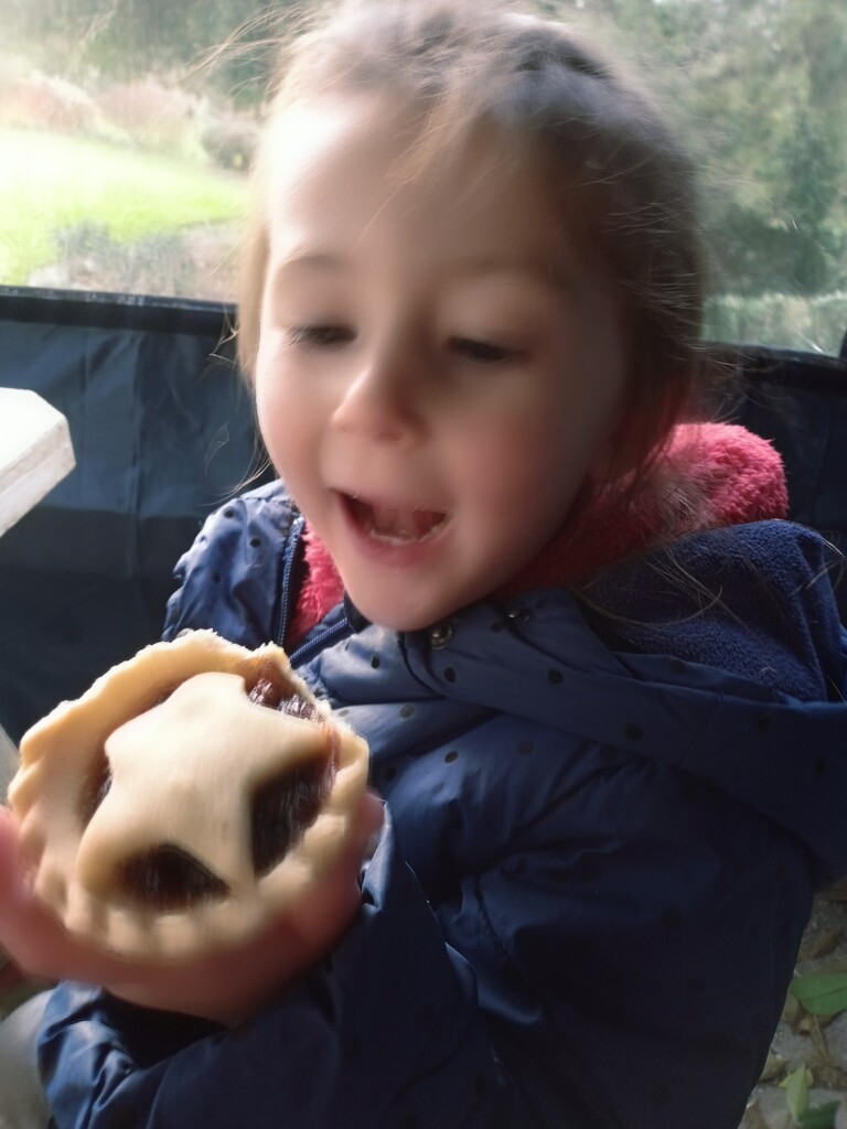 Eryn enjoying a mince pie by jennymdennis