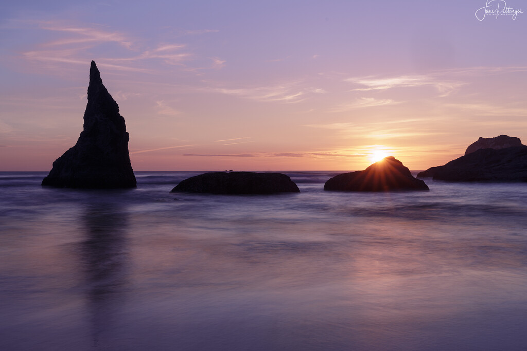 Sunset at Bandon Rocks by jgpittenger