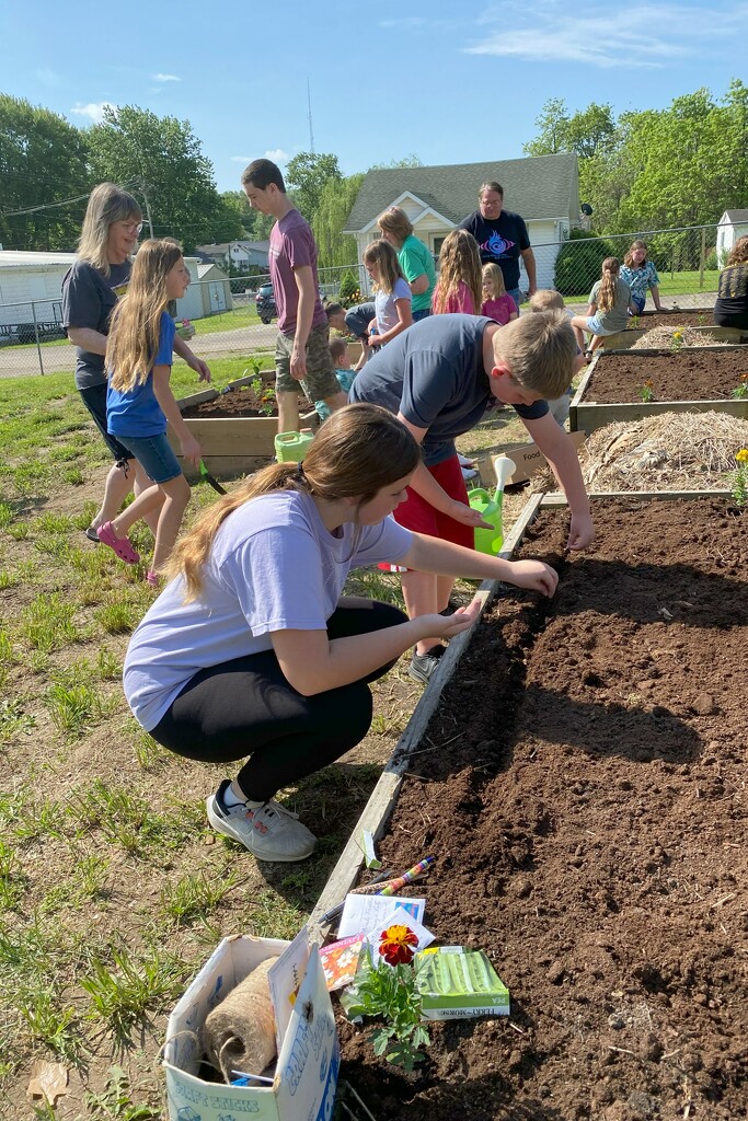 Teaching kids how to plant flowers and vegetables by tunia