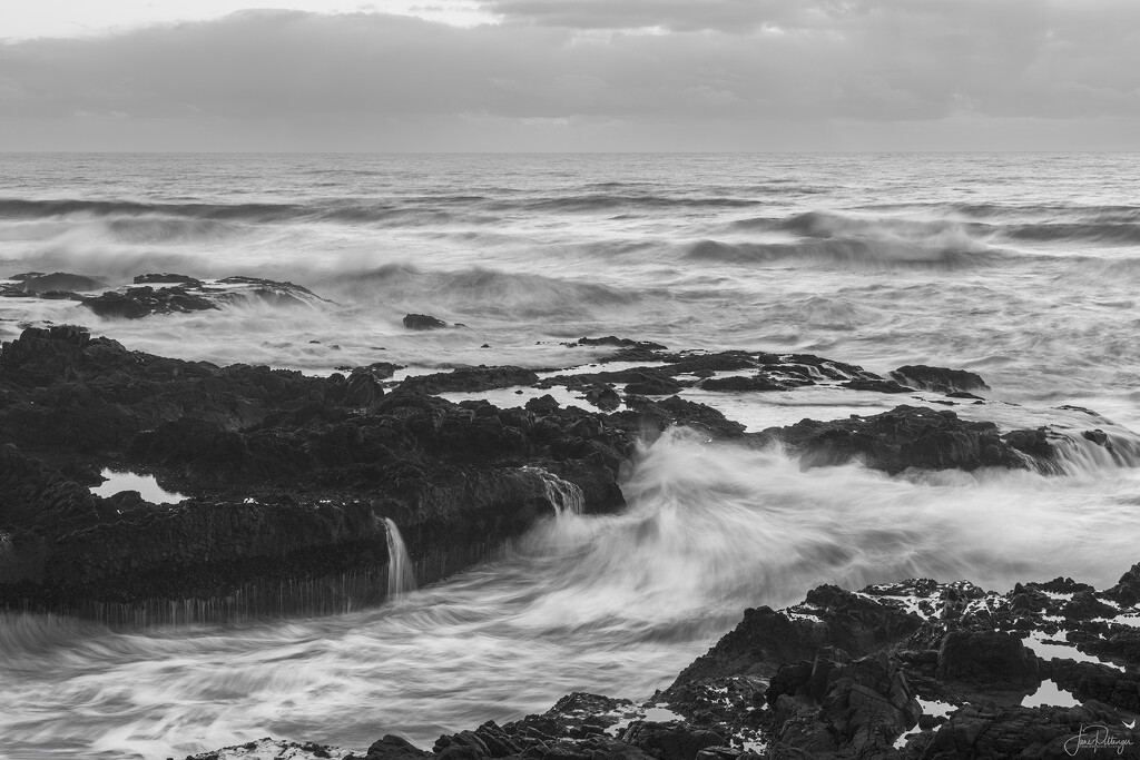 Black and White Stormy Sea  by jgpittenger