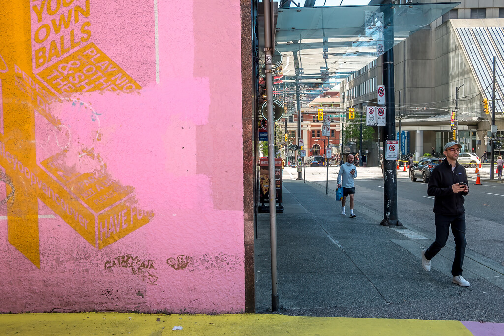 ½ Pink Wall, ½ Street Scene by cdcook48