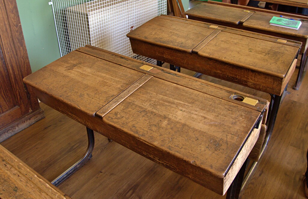 old school desks by ollyfran