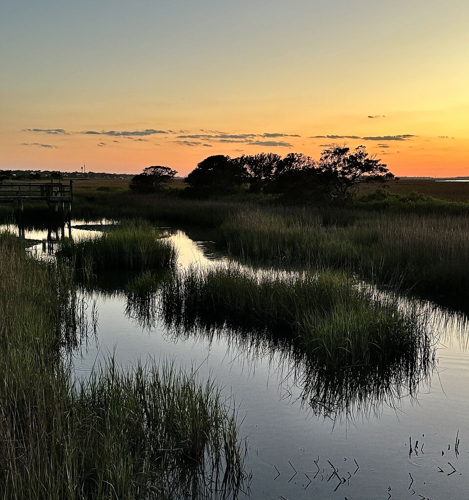 Folly Beach marsh sunset by congaree