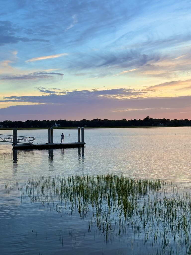 Marsh sunset at high tide by congaree