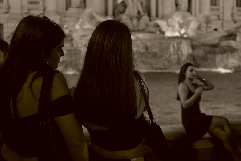 Waiting their turn at the Trevi Fountain by jyokota