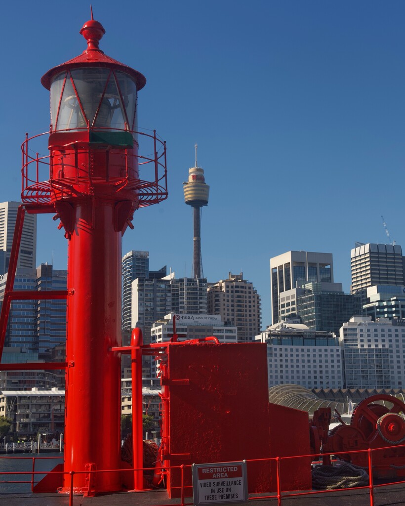 Lighthouse ship and Sydney tower.  by johnfalconer