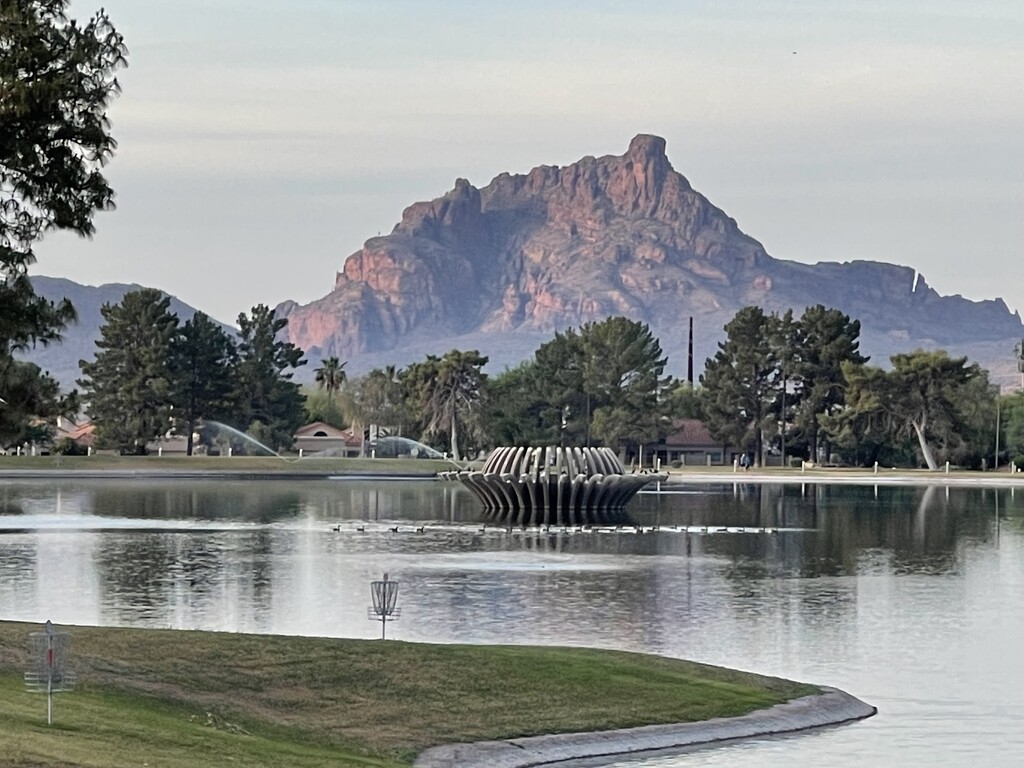 6 4 Fountain Park with Red Mountain  by sandlily
