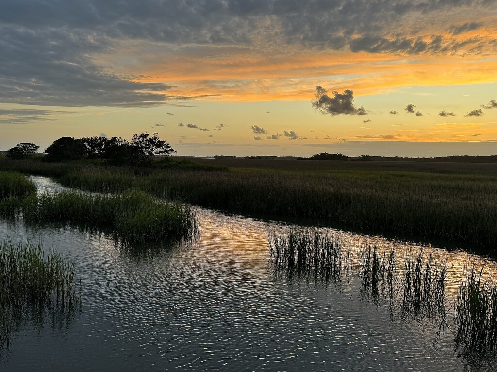 High tide marsh sunset at Folly Beach  by congaree