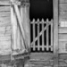 Entrance of a wooden shed 