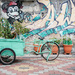 Green wall art and green tri-cart 