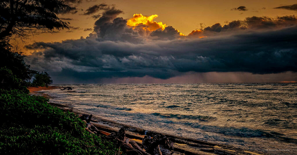 Stormy sunrise Kapa'a Kauai by photographycrazy