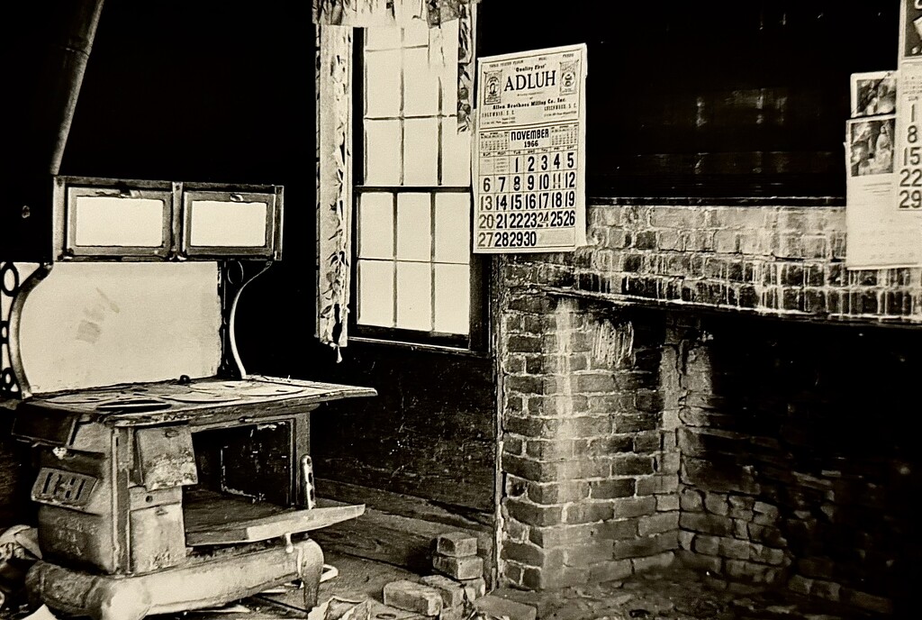 Kitchen in an abandoned house in the central South Carolina countryside, 1974 by congaree