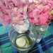 Pink hydrangeas and cucumber water on a sweltering day.