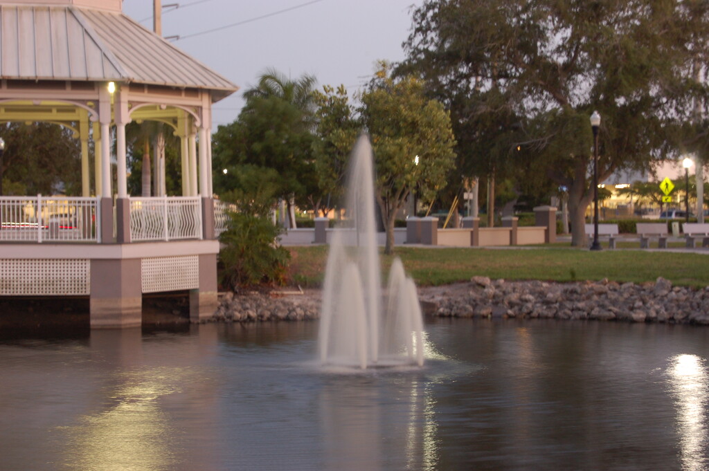 gazebo / fountain  by fallenrosepetals