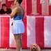 At the festival: red, white and blue —and dog