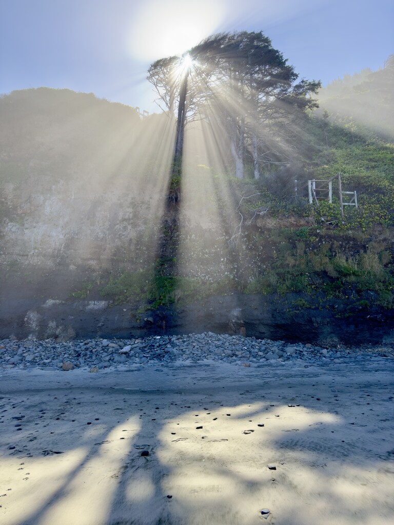 Sun rays over the abandoned staircase by jgpittenger