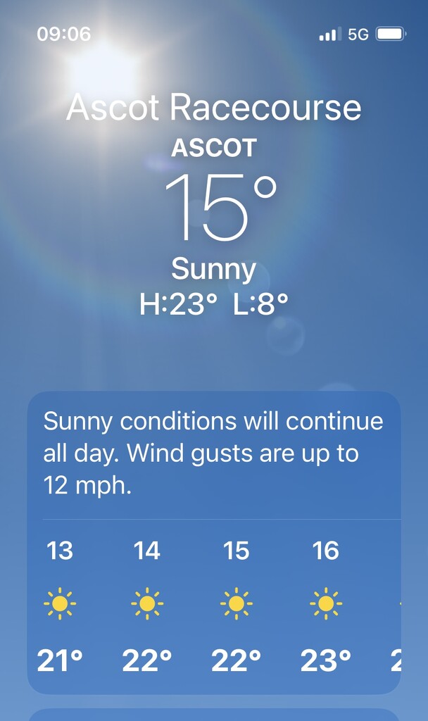 Weather forecast for tomorrow at Royal Ascot.. by anne2013