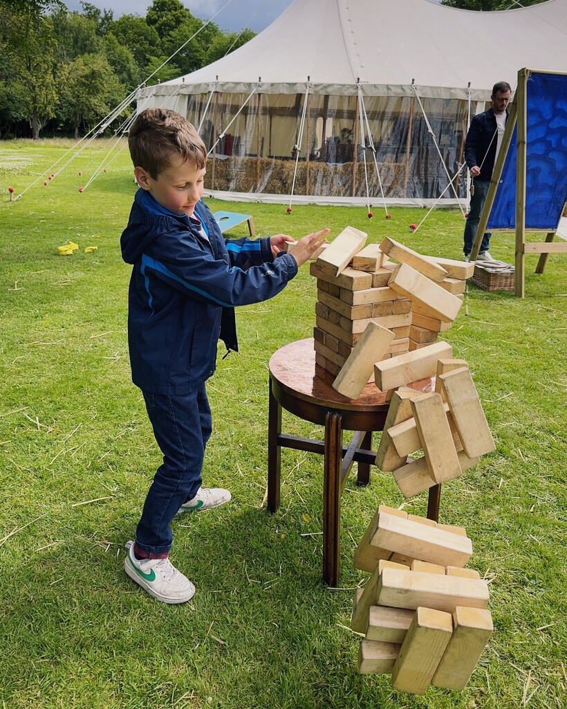 Giant Jenga collapse action shot! by anncooke76