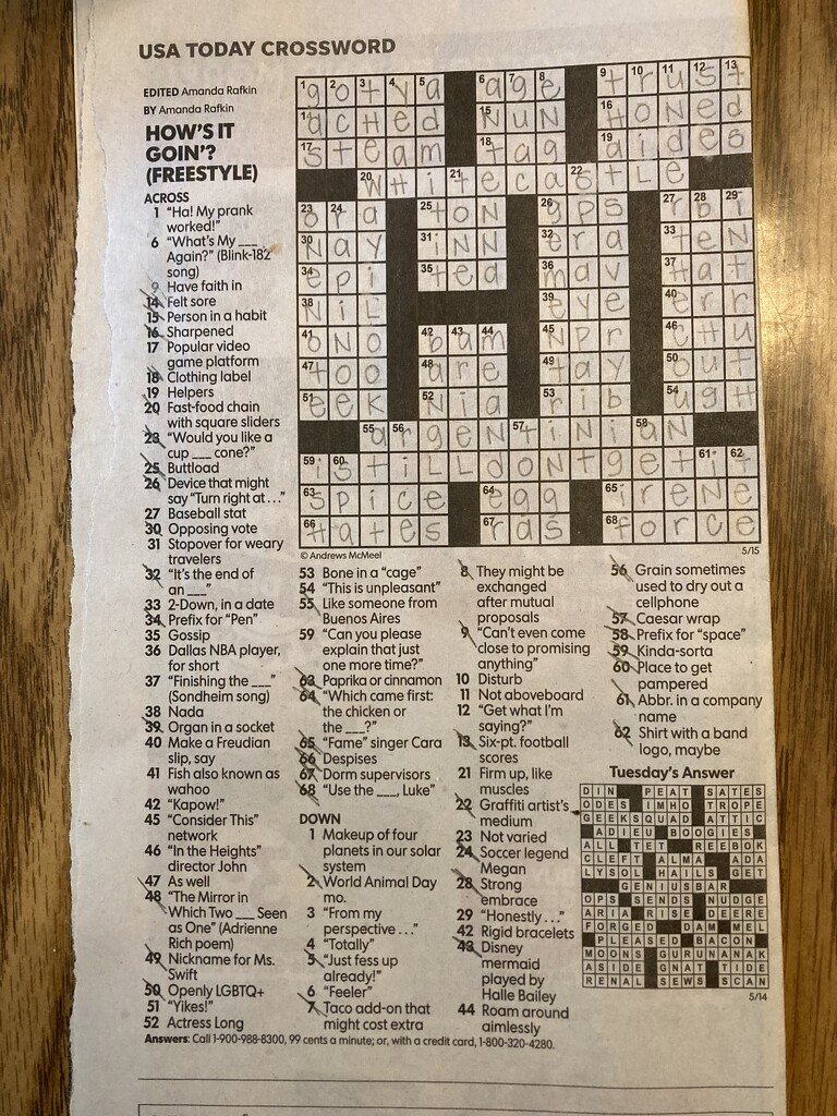 message in yesterday’s crossword by wiesnerbeth