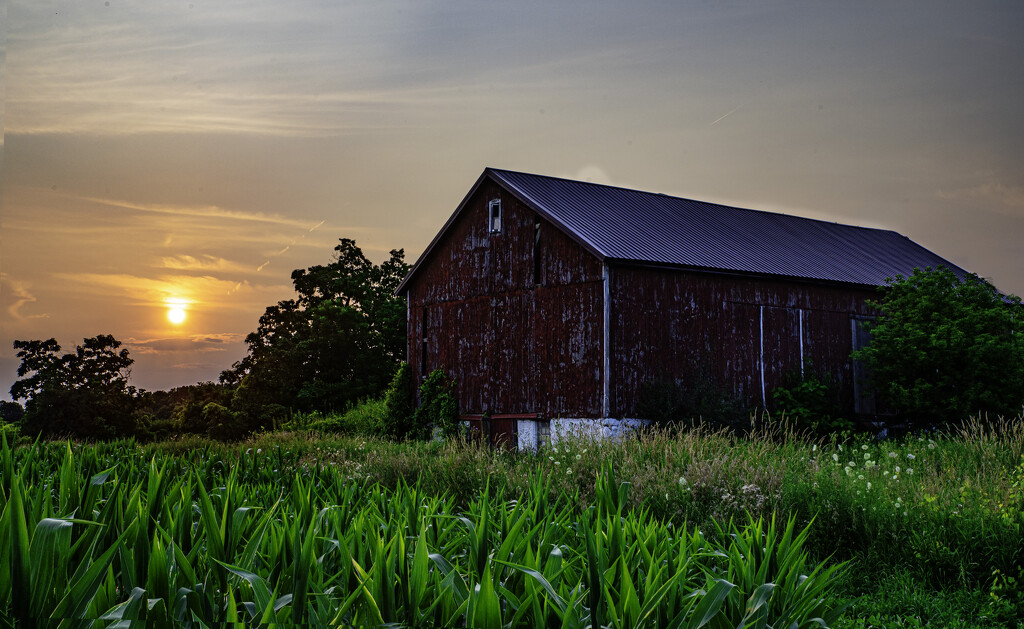 sunset barn by myhrhelper