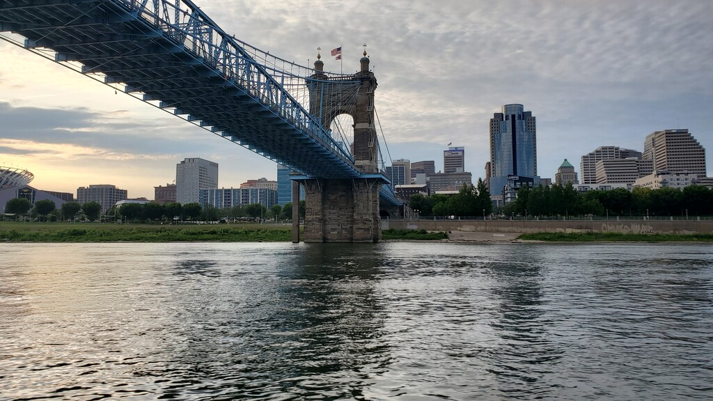 Cincinnati from the River (Under the Bridge) by alophoto