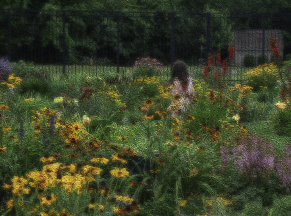 girl in flower field  by myhrhelper