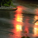 Red Light Reflection in Rain by sfeldphotos