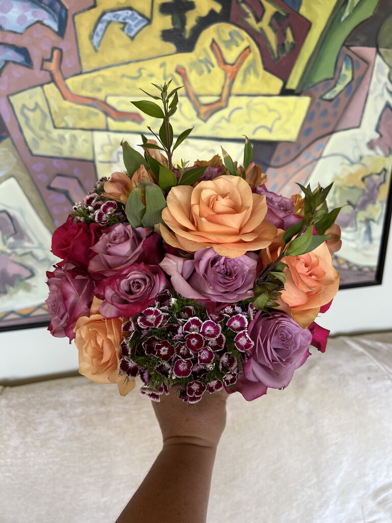 Peach & Purple Bunch of Roses by peekysweets