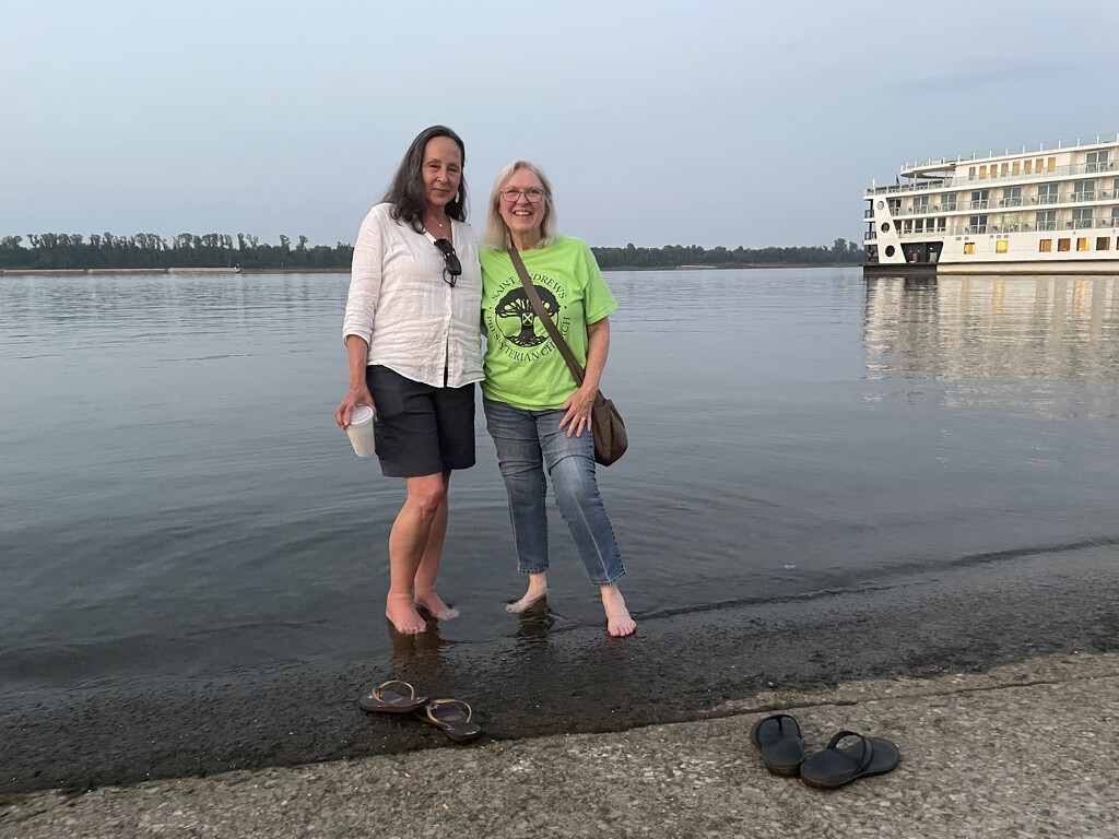 dipping our toes in the Ohio River by margonaut