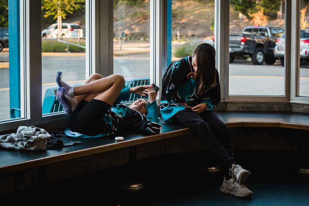 Waiting for Dad After his Hockey Game by tina_mac