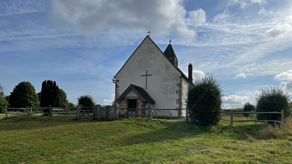 blue sky over St Hubert's Church, Idsworth by quietpurplehaze