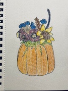 21st Aug 2024 - Pumpkin with dried flower arrangement drawing