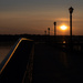 street lights at sunrise