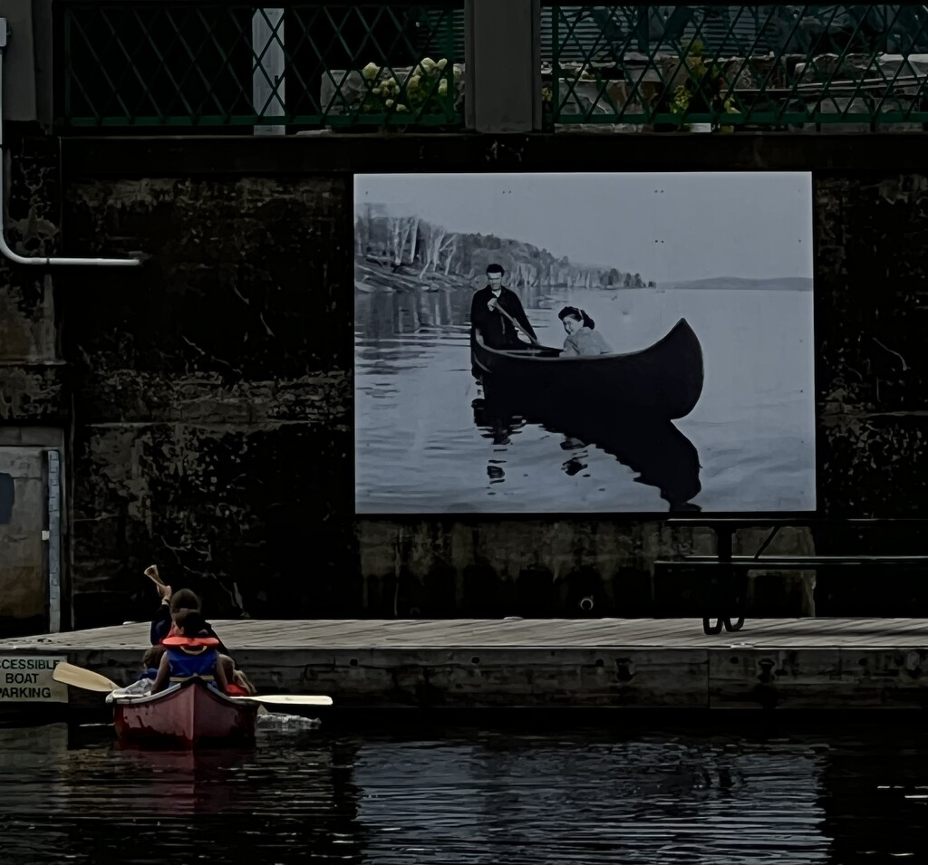 Vintage Mural installation on the Huntsville Swing Bridge by radiogirl