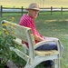 Gardener Randy taking a break on a hot day by tunia